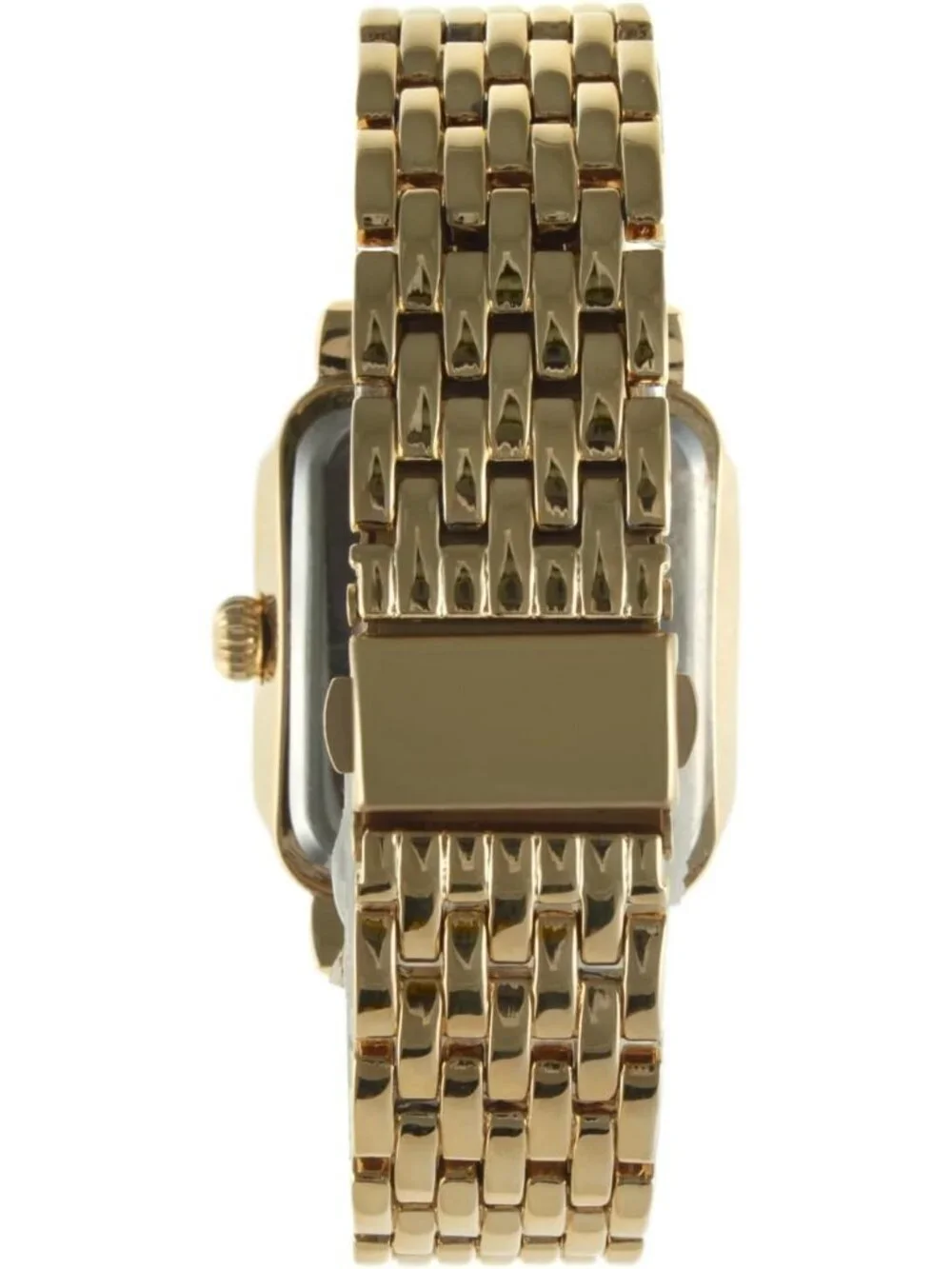 Women's Gold Analog Rectangle Crystal Decorated Bezel Numerals Bracelet Watch